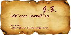 Gácser Borbála névjegykártya